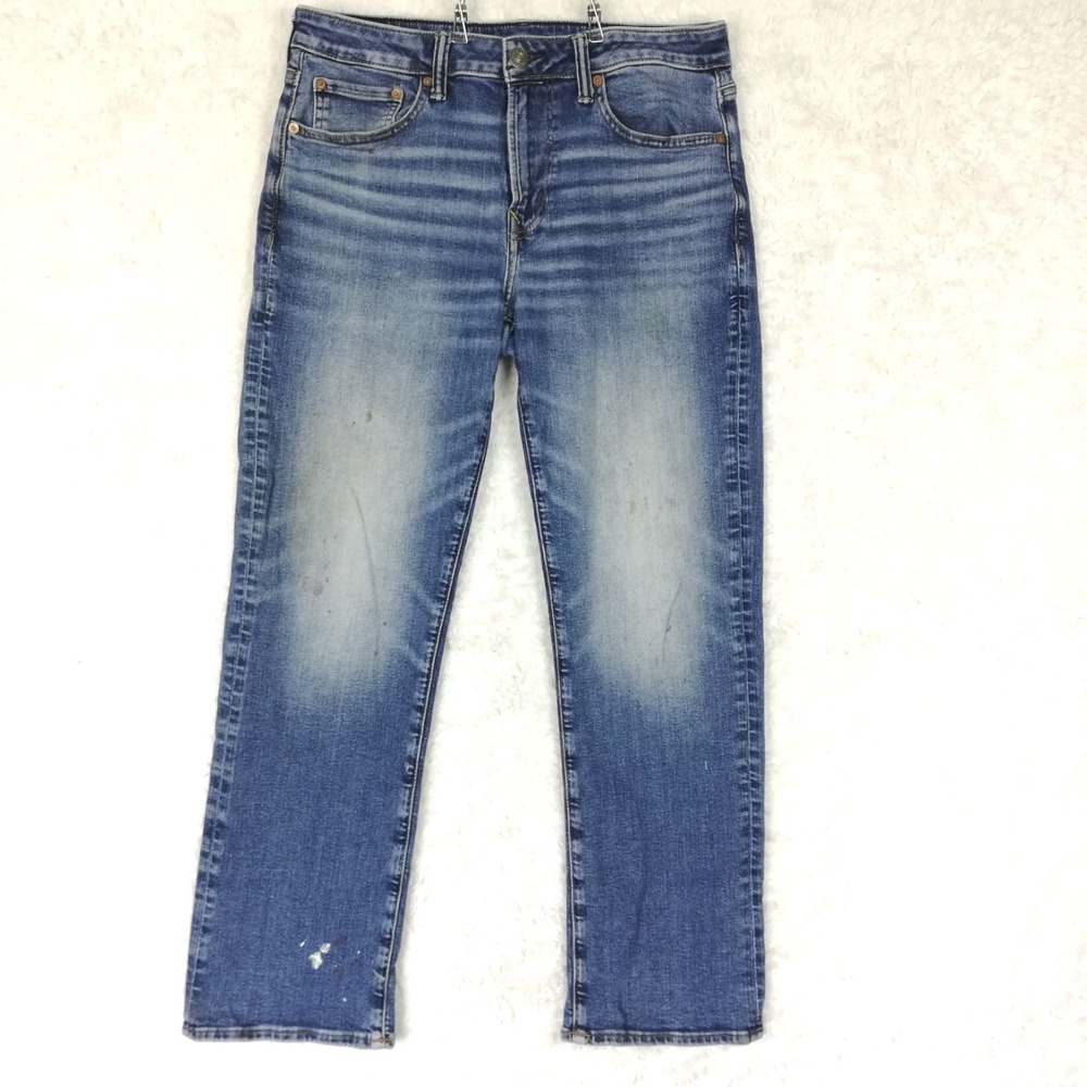 American Eagle Mens Jeans Original Boot Cut Blue Denim Airflex+ Stone 32x30